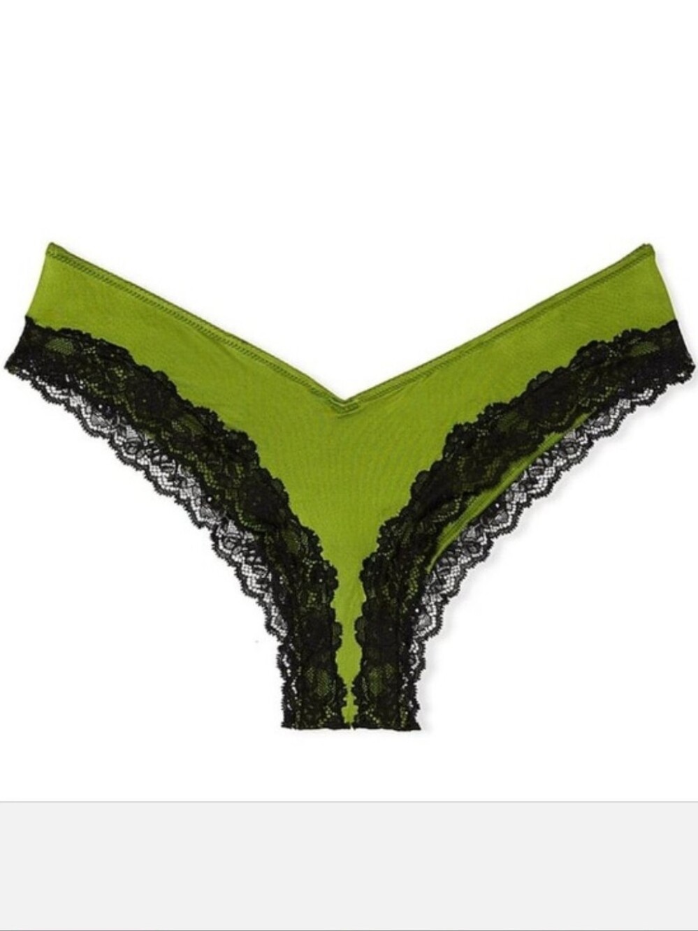 Victoria's secret VERY SEXY Lace-Trim High-Leg Cheeky Panty LARGE GREEN BLACK